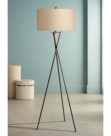 Fangio Breslen 63 1/2" Rusted Silver Finish Metal Tripod Floor Lamp