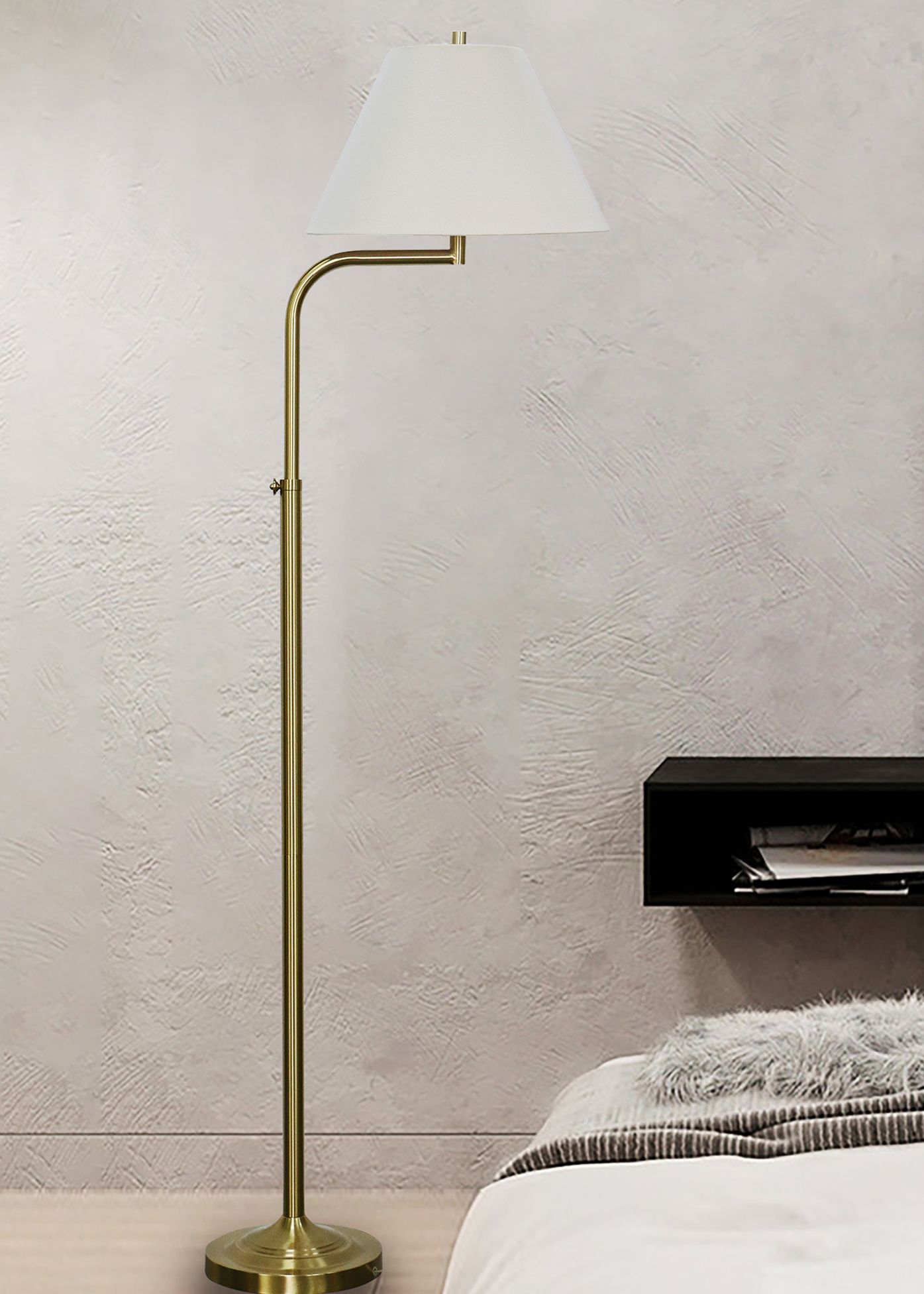 Fangio Lighting 1737SG Adjustable Metal Pharmacy Floor lamp in Soft Gold