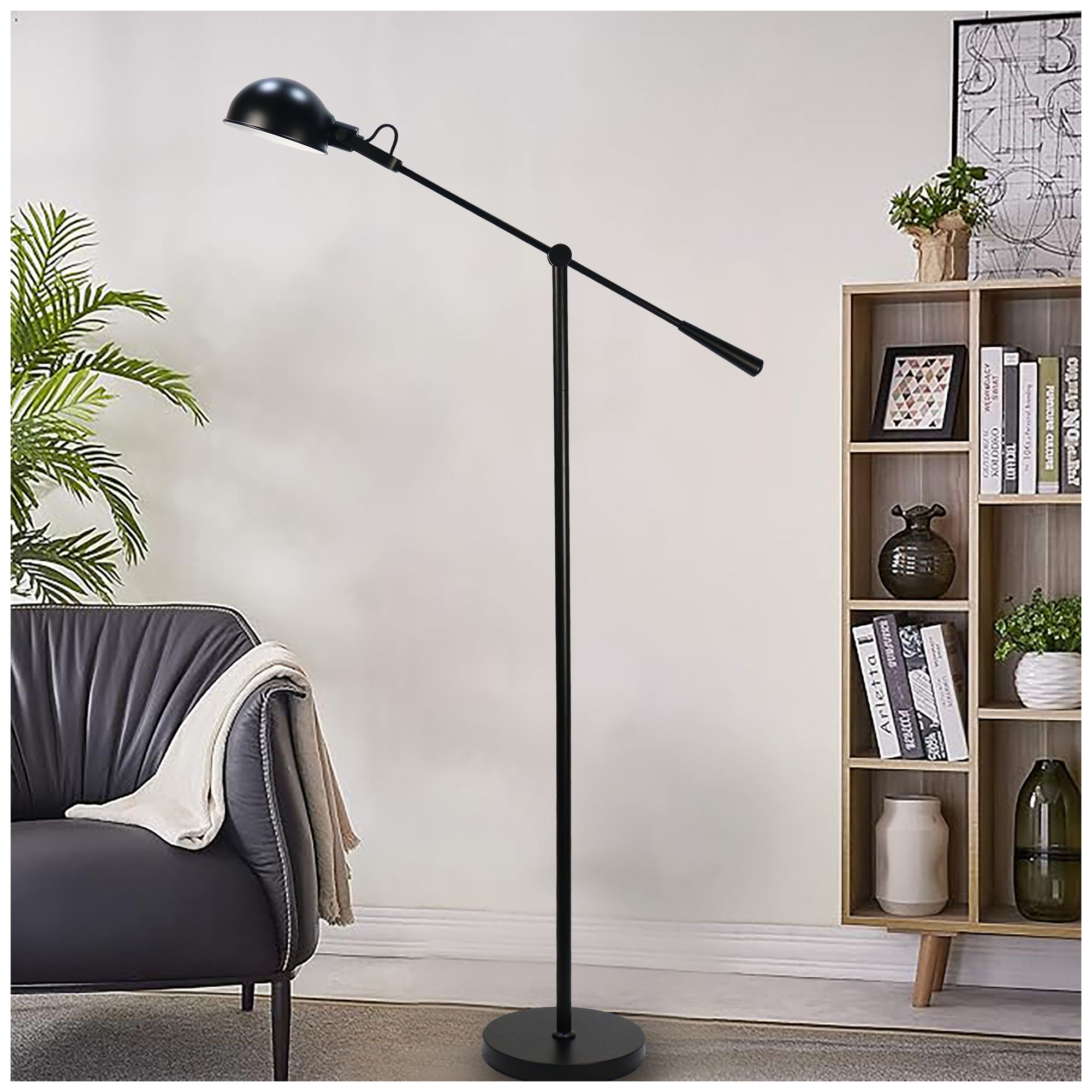 Image 2 Fangio Lighting 1739BLK 55 5/8-73" Metal Floor Lamp in Matte Black more views