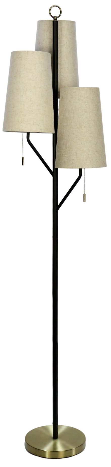 Image 2 Fangio Lighting's 1776 72 inch black/antique brass metal floor lamp