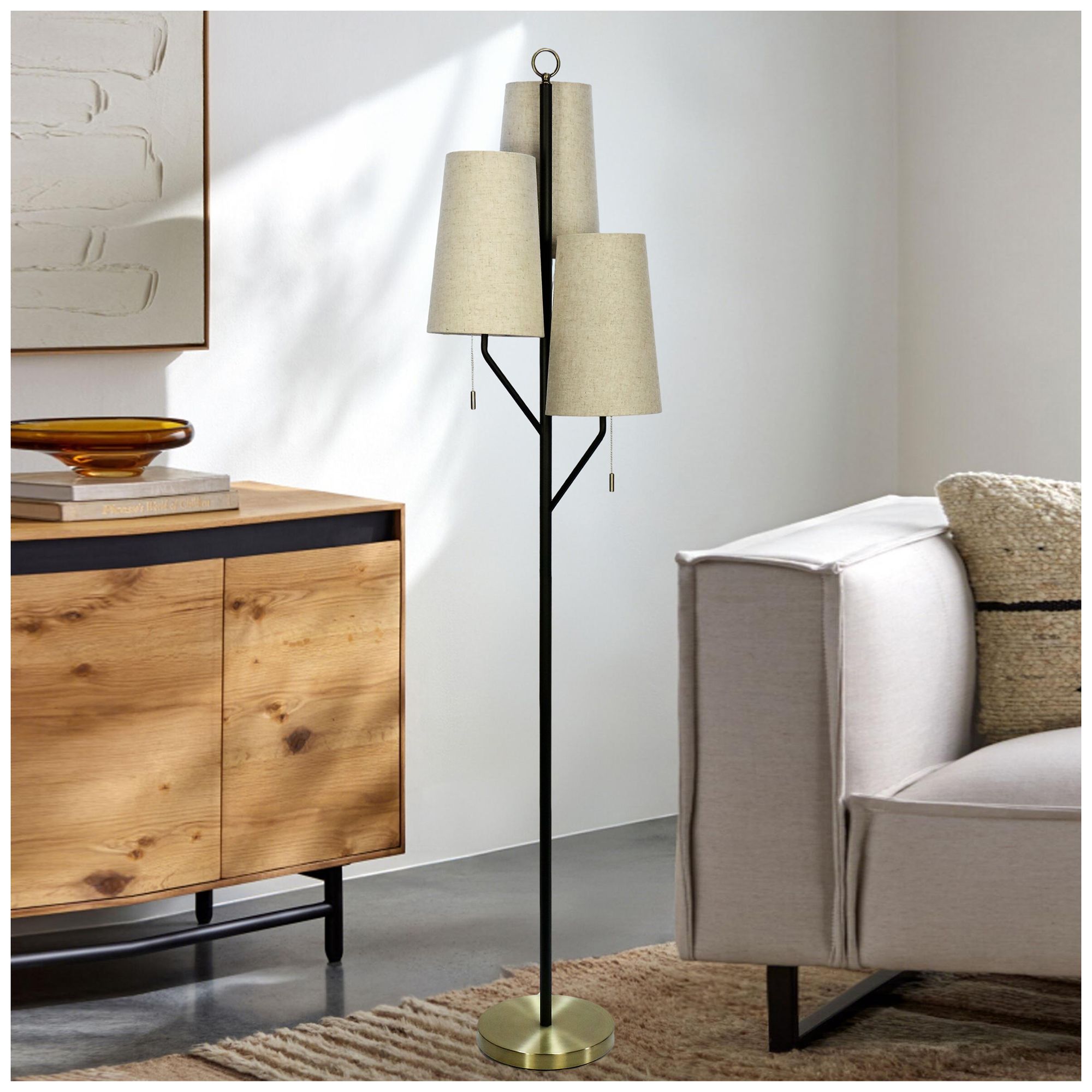 Image 4 Fangio Lighting's 1776 72 inch black/antique brass metal floor lamp more views