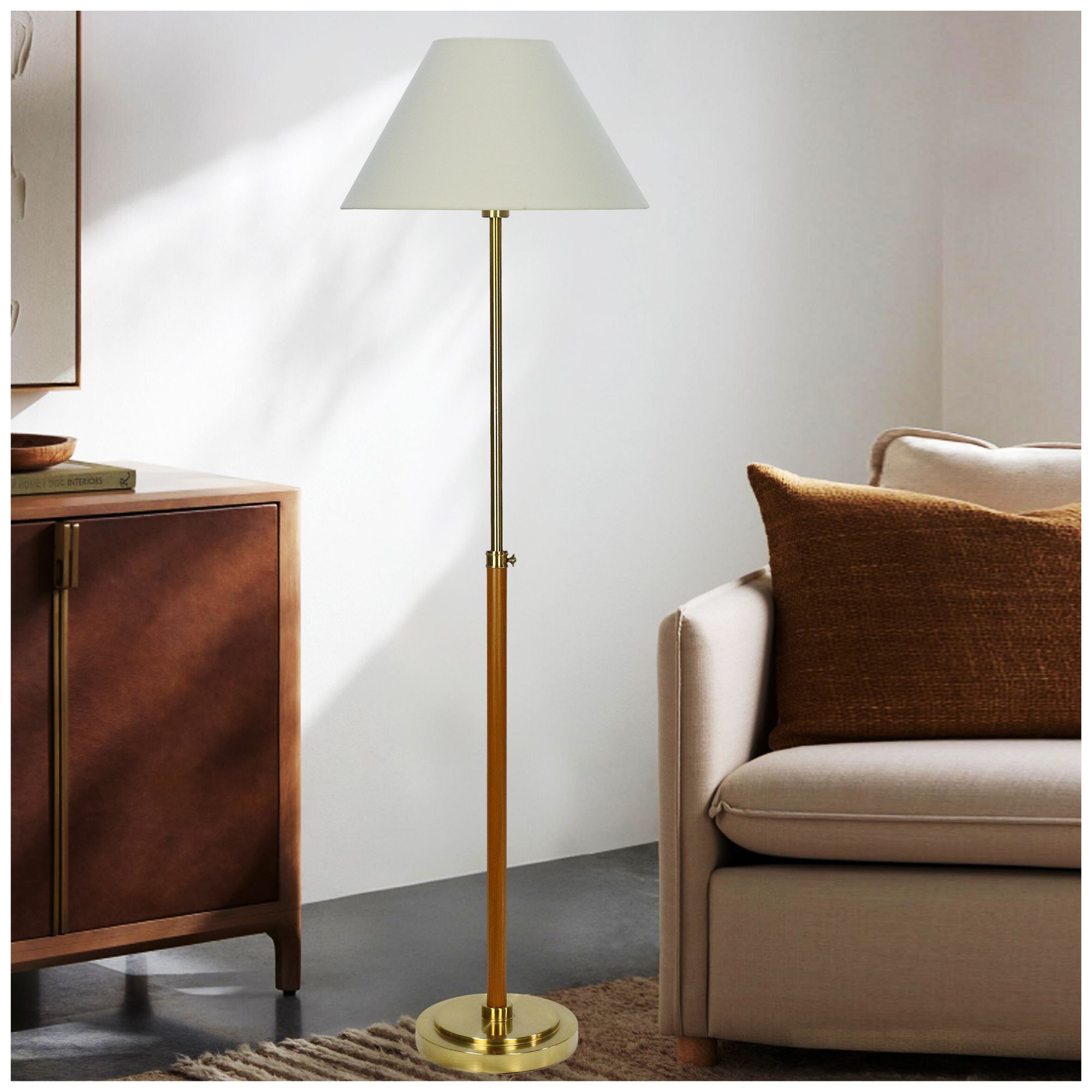 Image 4 Fangio Lighting's 1777 58-63" Metal & Faux Wood Adjustable Floor Lamp more views