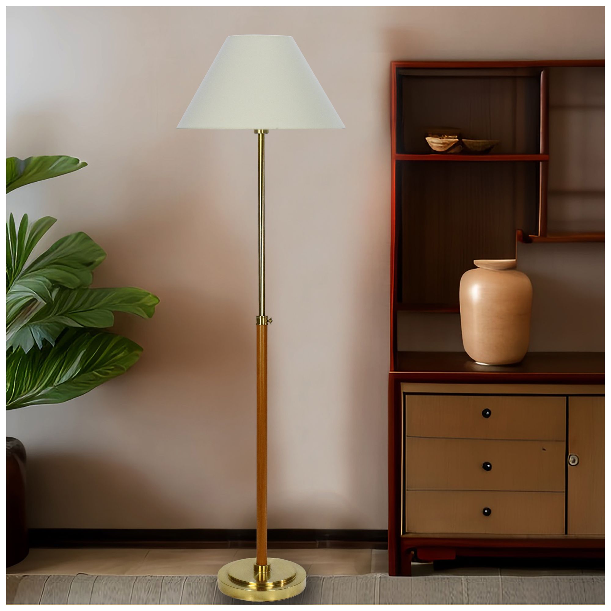Image 5 Fangio Lighting's 1777 58-63" Metal & Faux Wood Adjustable Floor Lamp more views