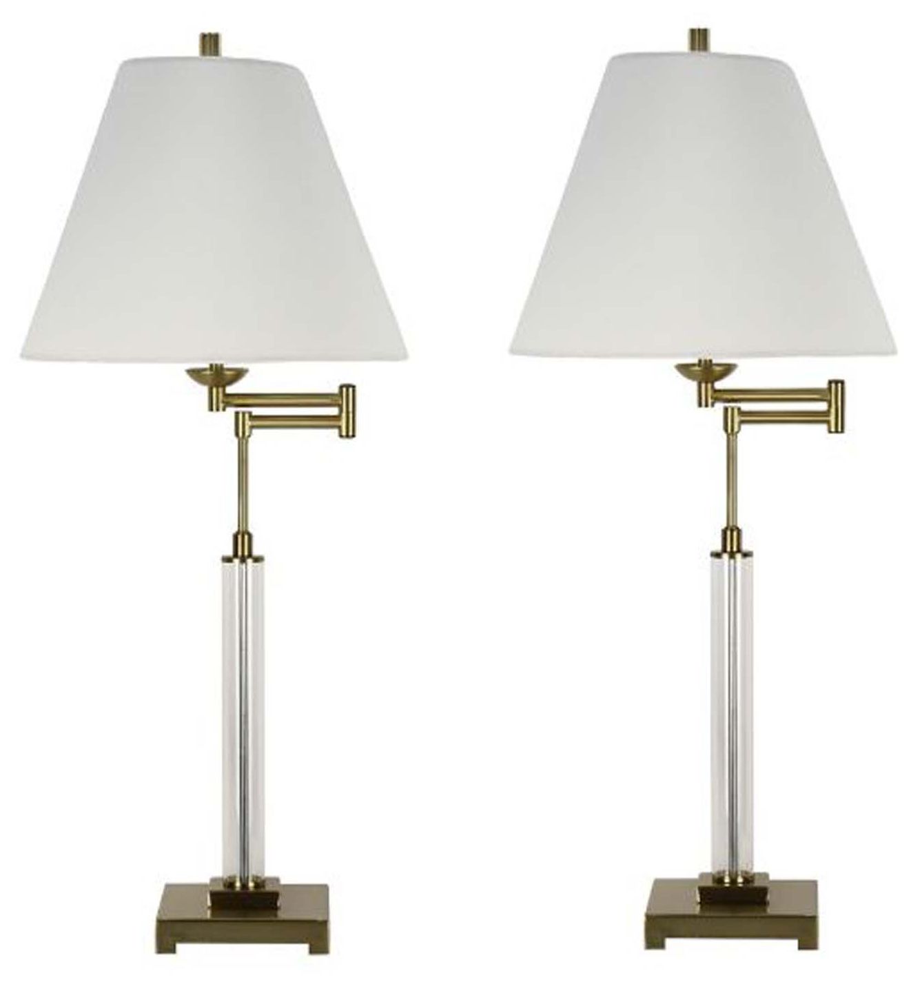 Fangio Lighting's 1778-2PK Pair of 30" Metal & Glass Swing Arm Table Lamps