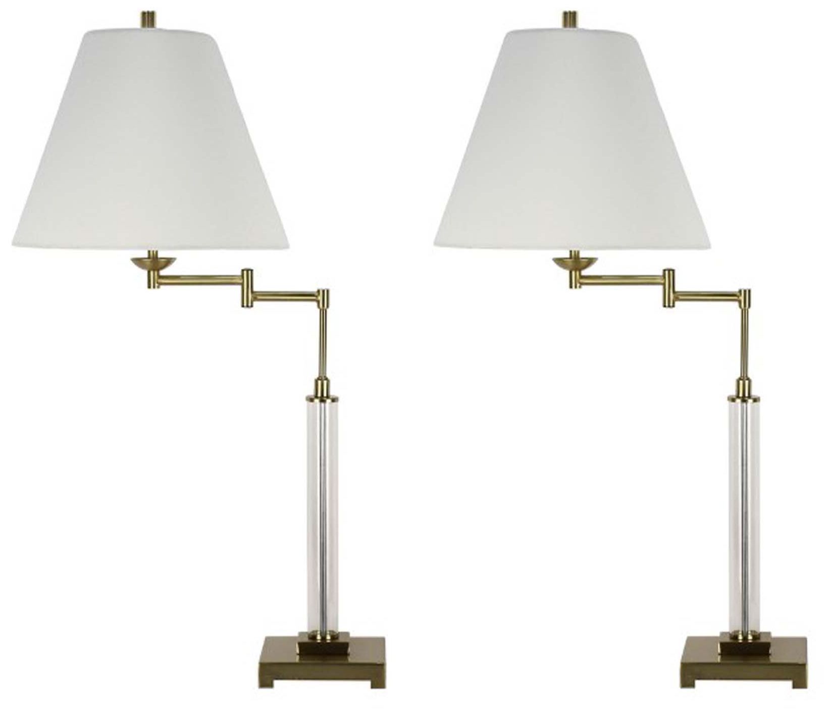 Image 2 Fangio Lighting's 1778-2PK Pair of 30" Metal & Glass Swing Arm Table Lamps more views