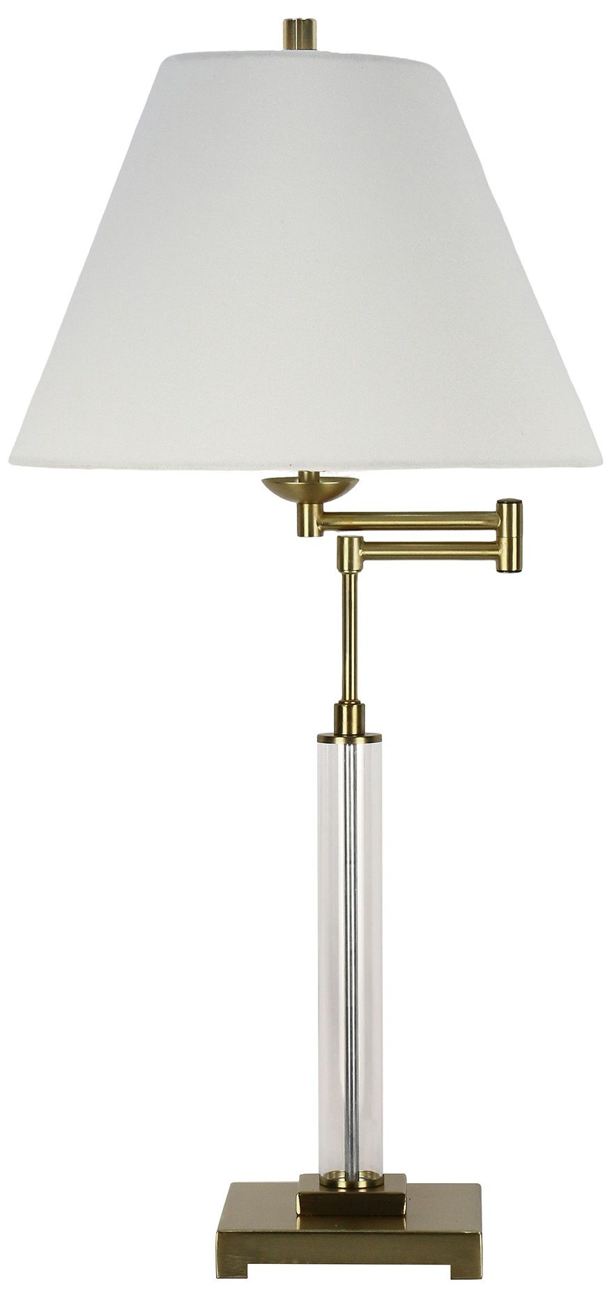 Fangio Lighting's 1778 30" Metal & Glass Swing Arm Table Lamp in Soft Gold
