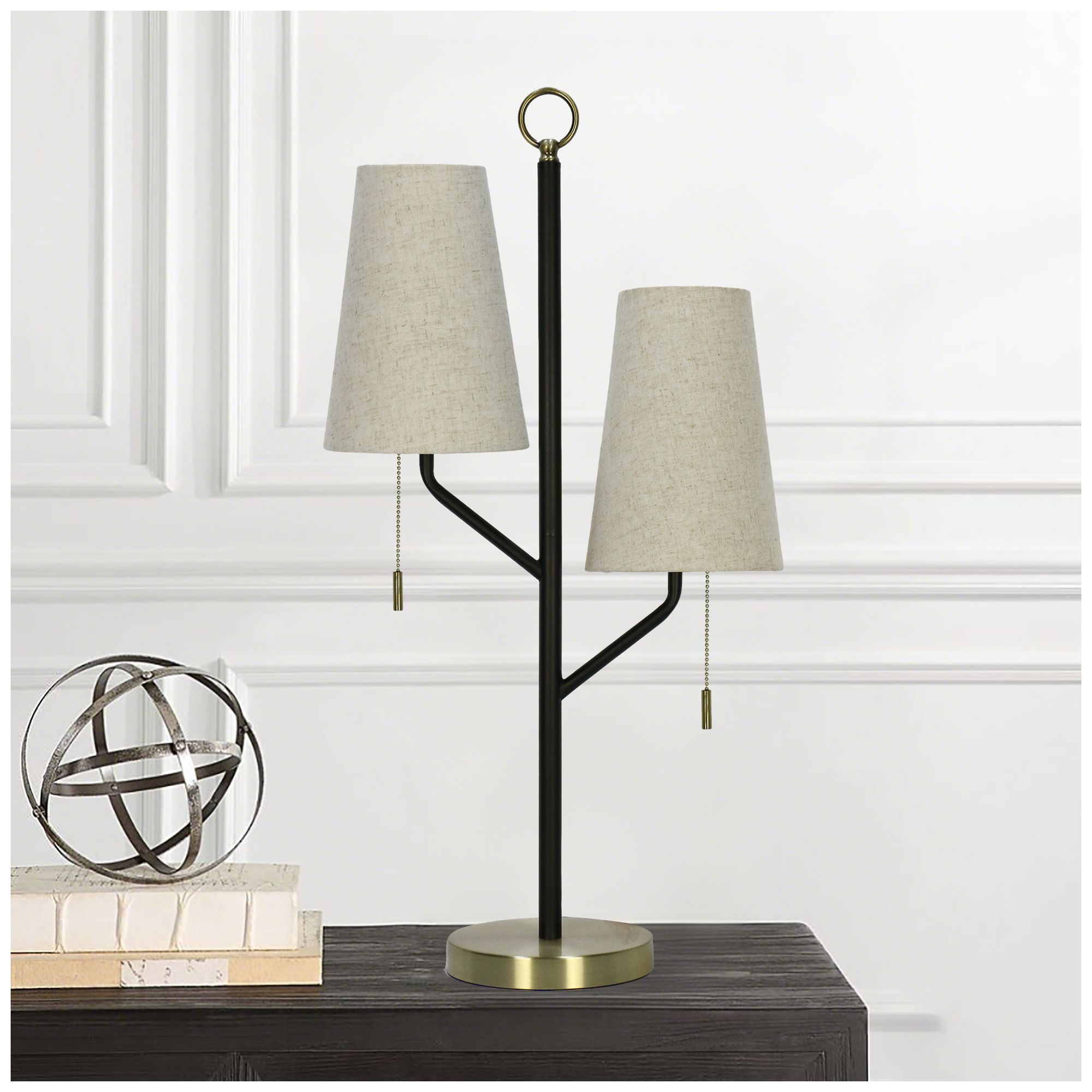 Image 2 Fangio Lighting's 1783 28" Metal Table Lamp in Black/Antique Brass more views