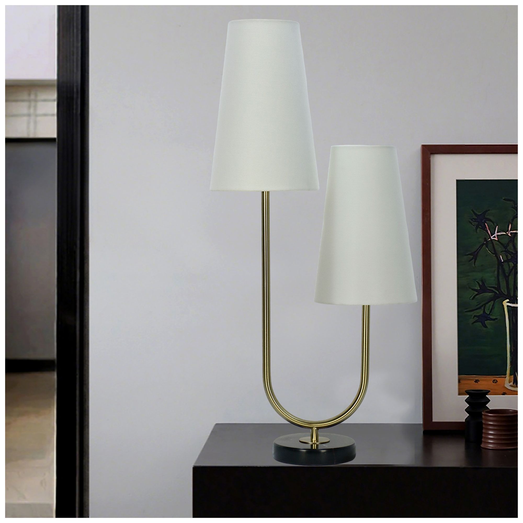 Image 2 Fangio Lighting's 1785-2PK Pair of 32.75" Metal & Marble Table Lamps more views