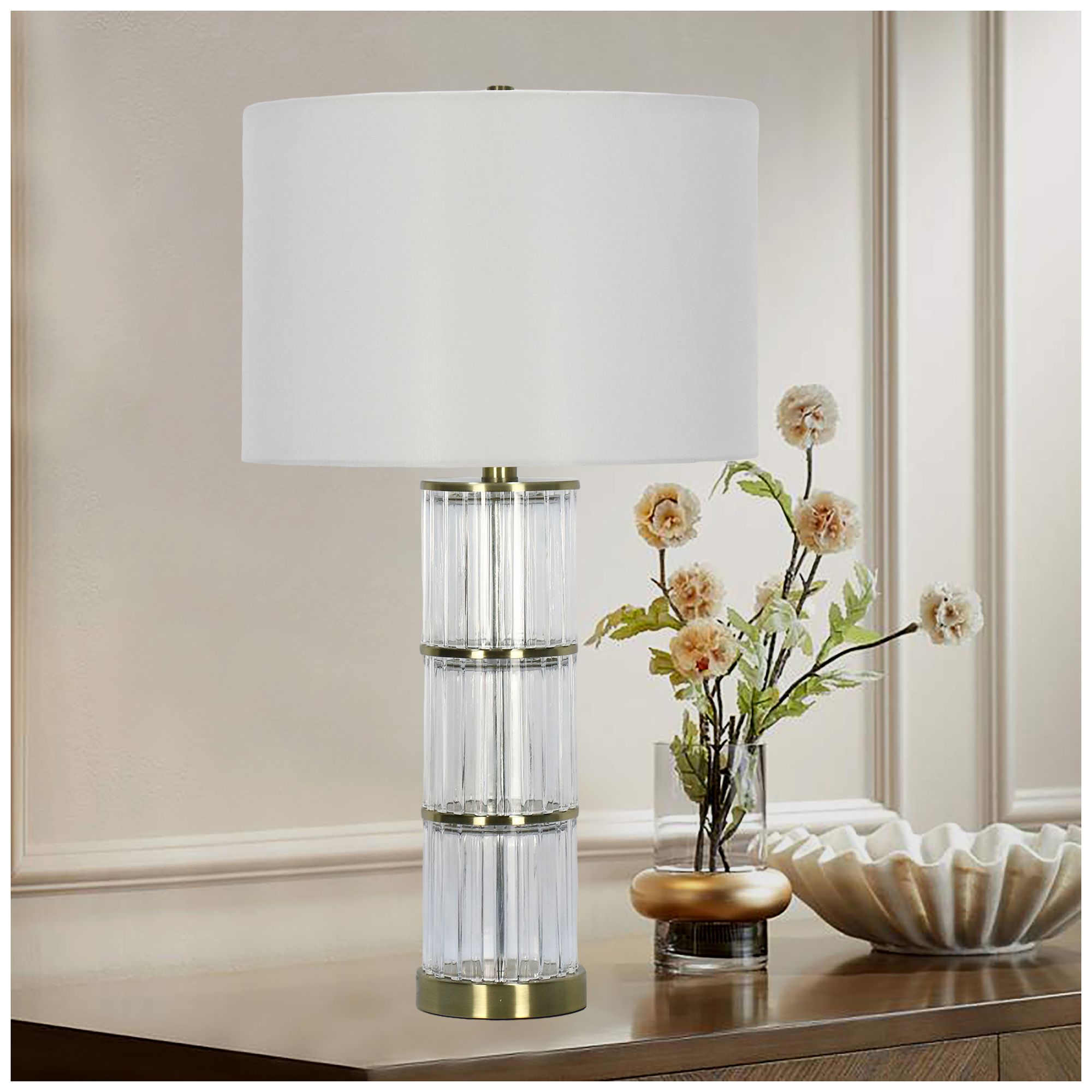Image 2 Fangio Lighting's 5215CLR-2PK Pair of 27.25" Glass & Metal Table Lamps more views