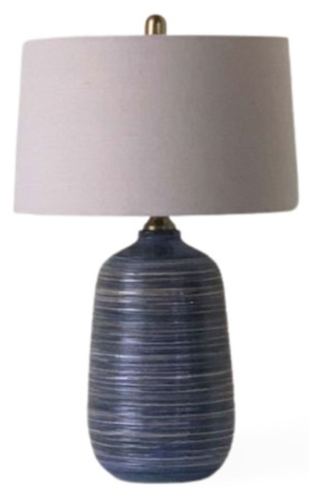 Fangio Lighting's #600 Hand Thrown Pottery Table Lamp in Scratch Blue