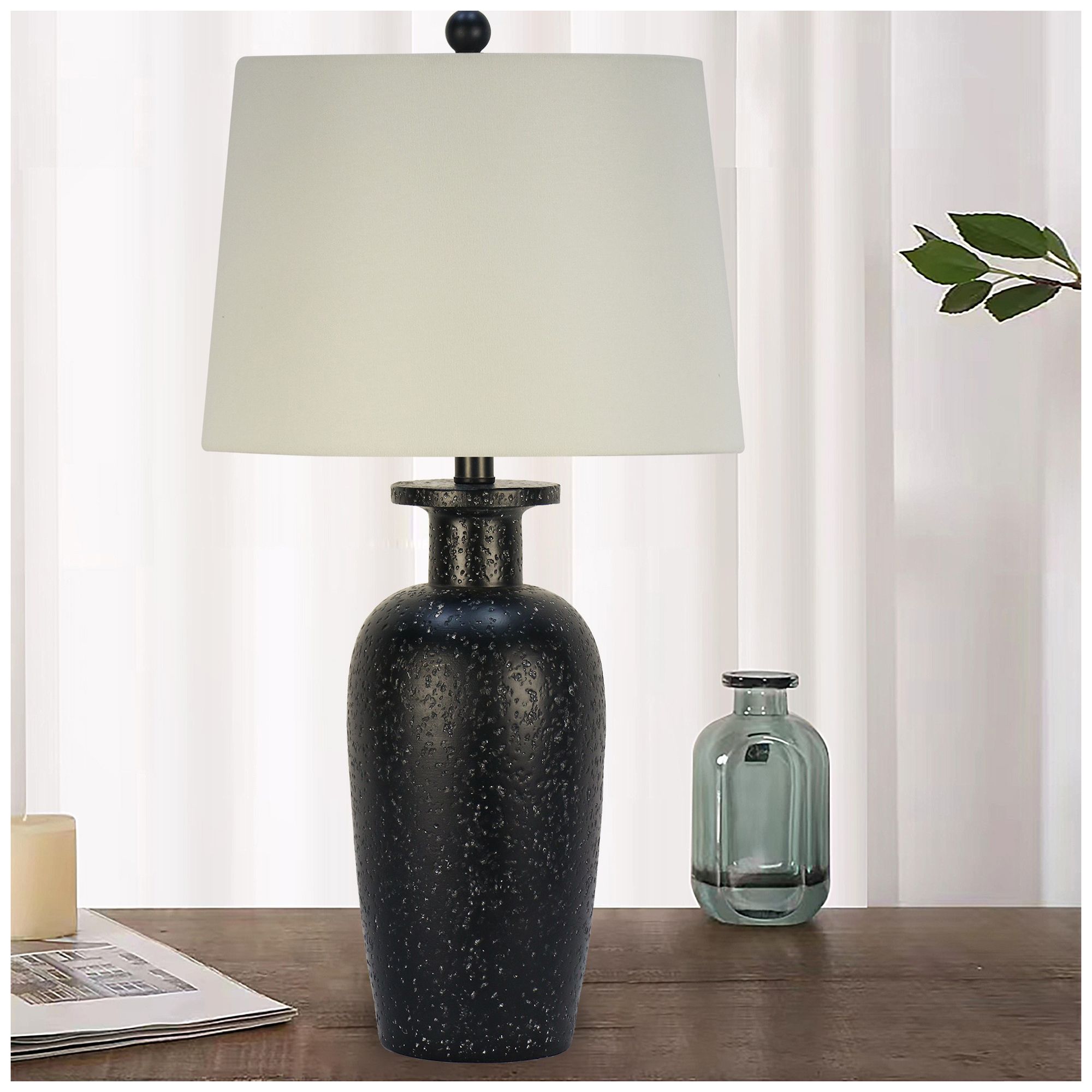 Image 2 Fangio Lighting's #6323ABLK-2PK Pair of 27in Fashion Jug Table Lamps more views