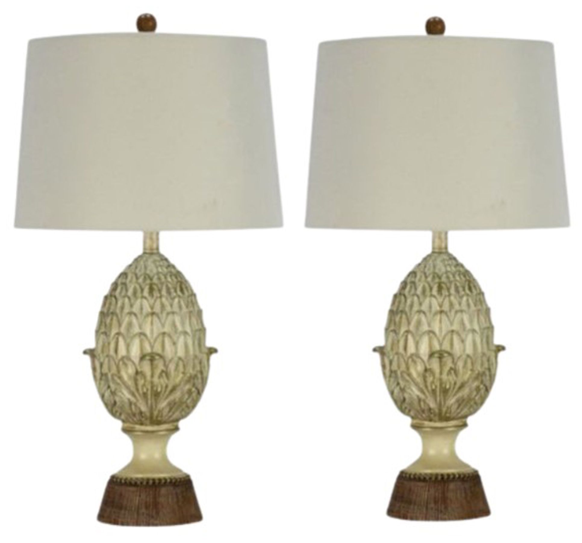 Image 2 Fangio Lighting's 6327-2PK Pair of 27in Cast Table Lamps in Antique White