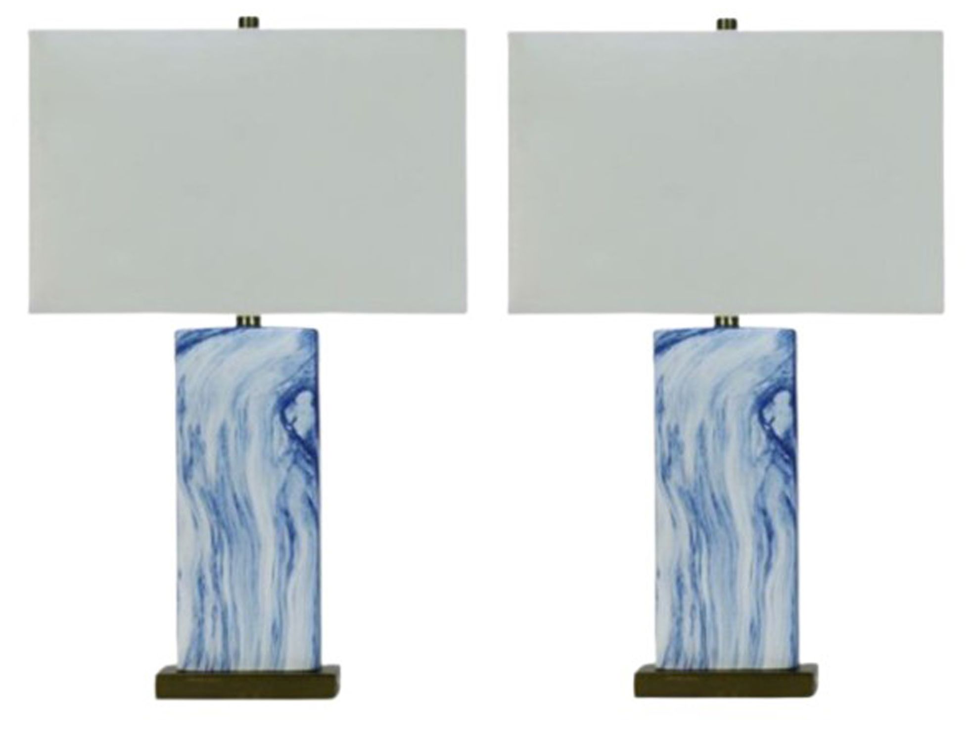 Fangio Lighting's 8570BLU-2PK Pair of Ceramic Table Lamps in Blue Stone