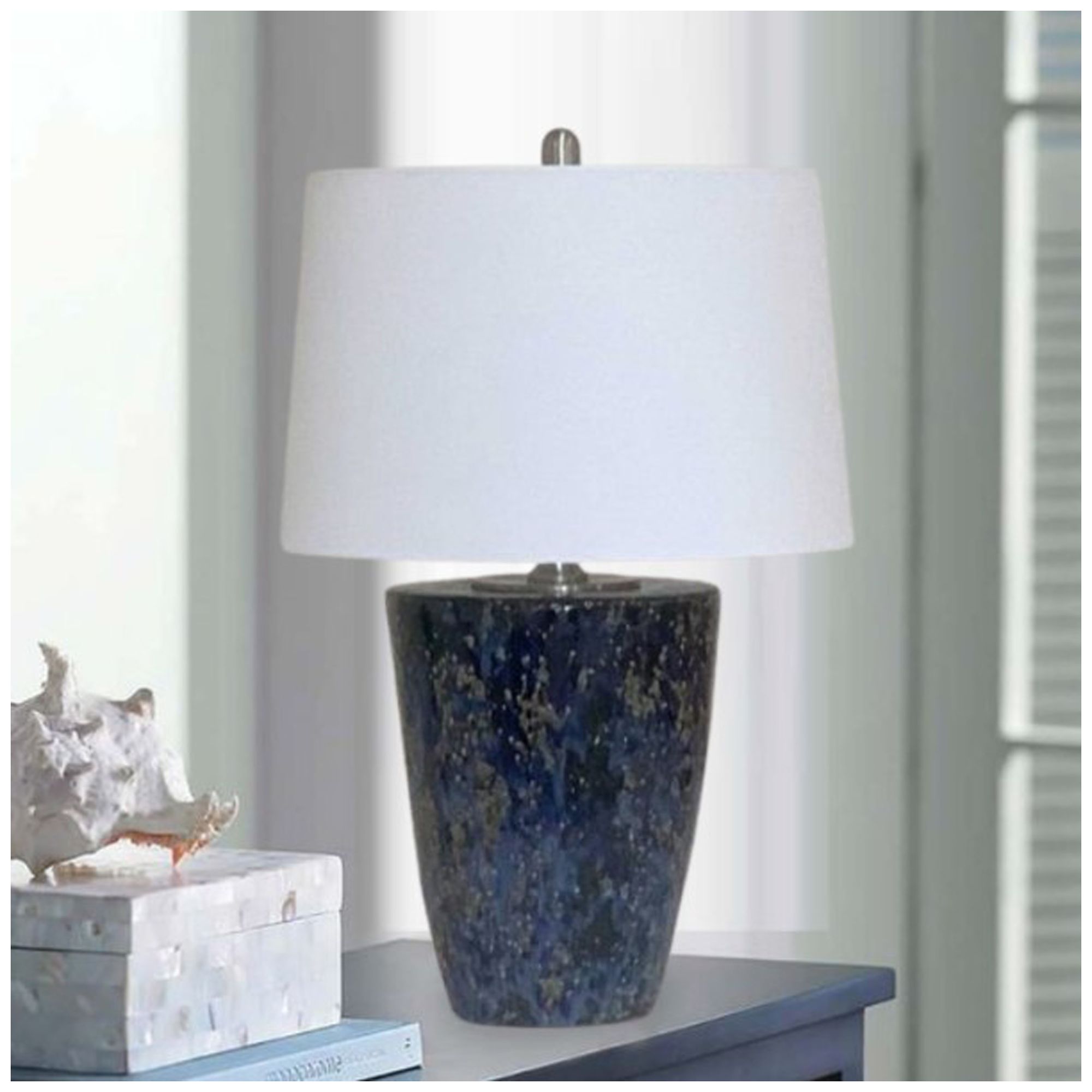 Image 2 Fangio Lighting's #896 Stoneware Table Lamp in Blue Picas more views