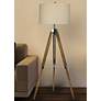 1_Fangio Tycho 61" High Coffee Wood and Nickel Metal Tripod Floor Lamp