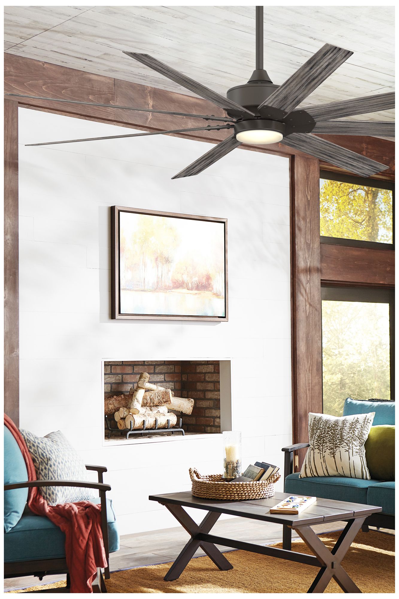 Fanimation Levon Custom - 72 inch - GR with WE Blades and LED LK