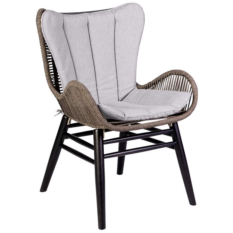 Image 1 Fanny Outdoor Patio Dining Chair in Dark Eucalyptus Wood and Truffle Rope