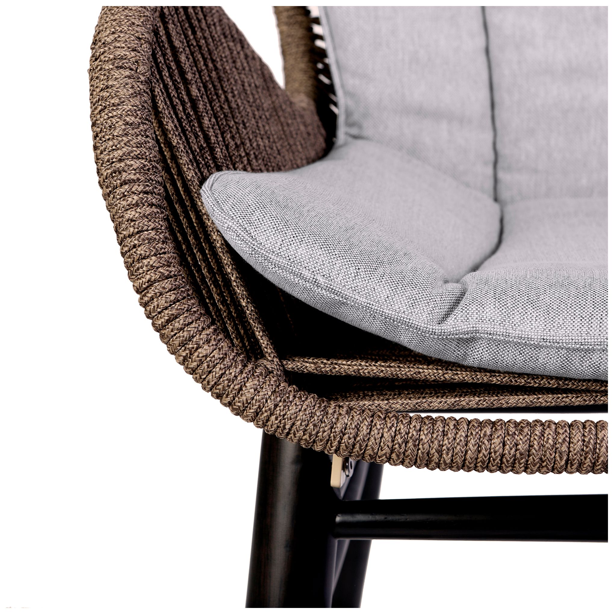 Fanny Outdoor Patio Dining Chair in Dark Eucalyptus Wood and Truffle Rope