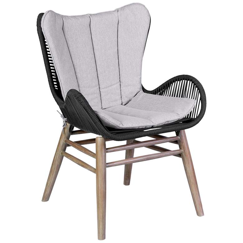 Image 1 Fanny Outdoor Patio Dining Chair in Light Eucalyptus Wood and Charcoal Rope
