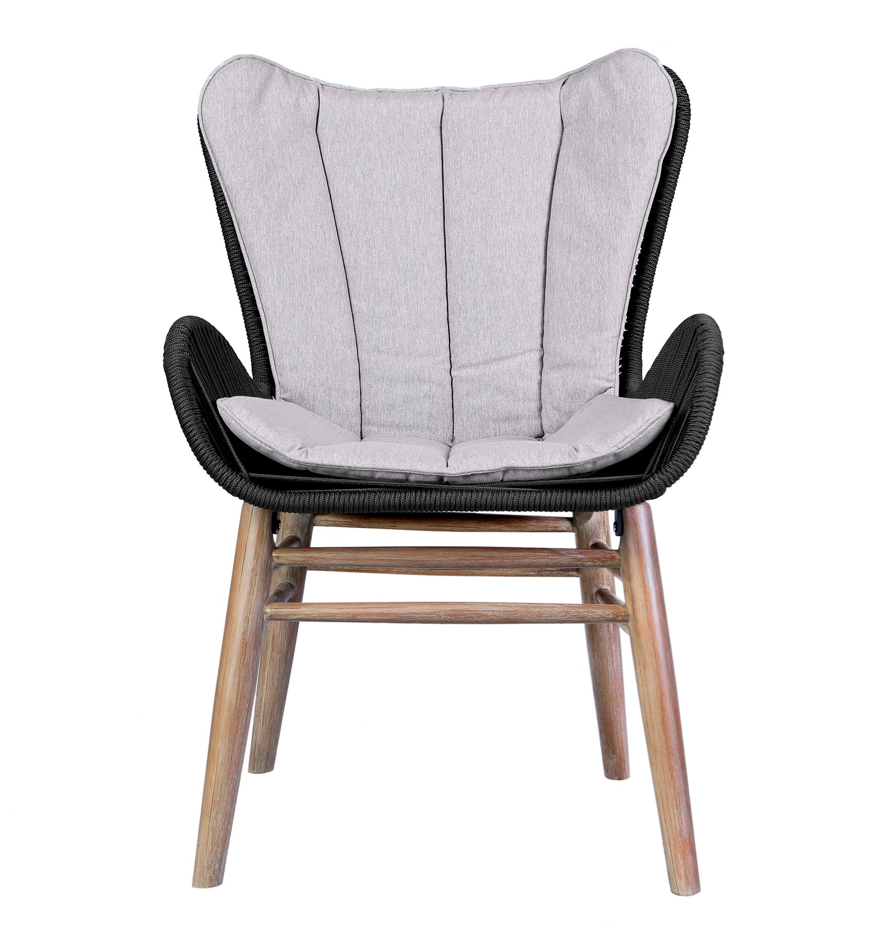 Image 3 Fanny Outdoor Patio Dining Chair in Light Eucalyptus Wood and Charcoal Rope more views
