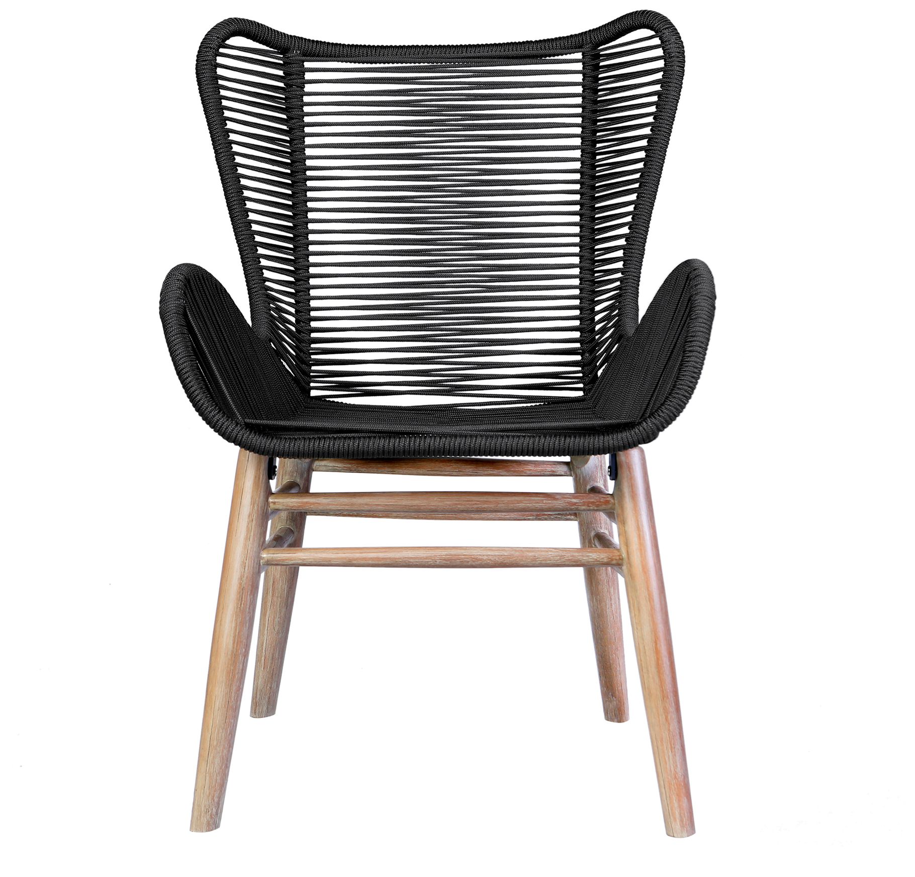 Image 4 Fanny Outdoor Patio Dining Chair in Light Eucalyptus Wood and Charcoal Rope more views