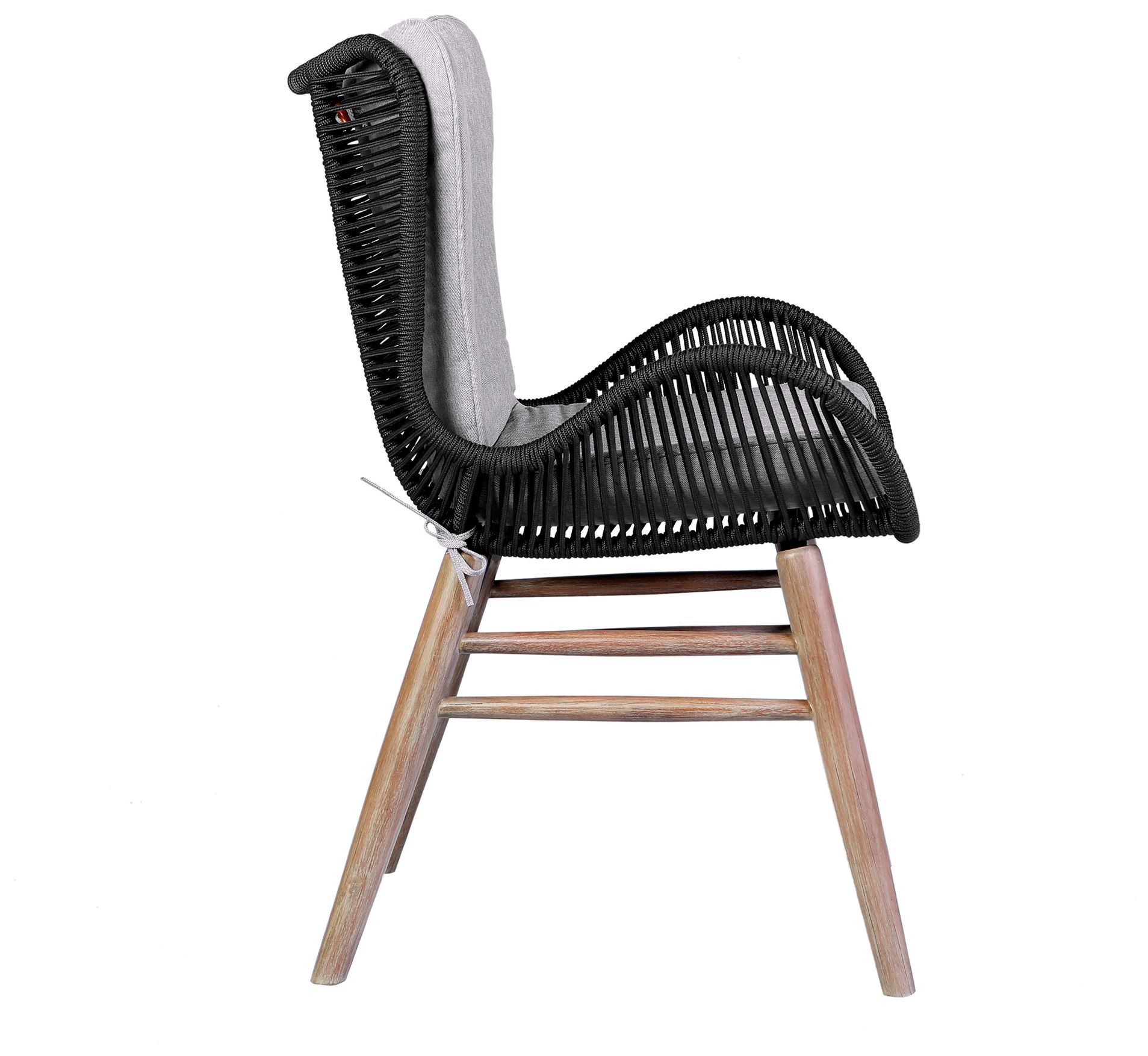 Image 5 Fanny Outdoor Patio Dining Chair in Light Eucalyptus Wood and Charcoal Rope more views