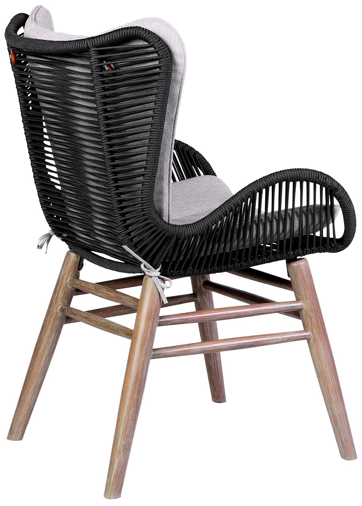Image 6 Fanny Outdoor Patio Dining Chair in Light Eucalyptus Wood and Charcoal Rope more views