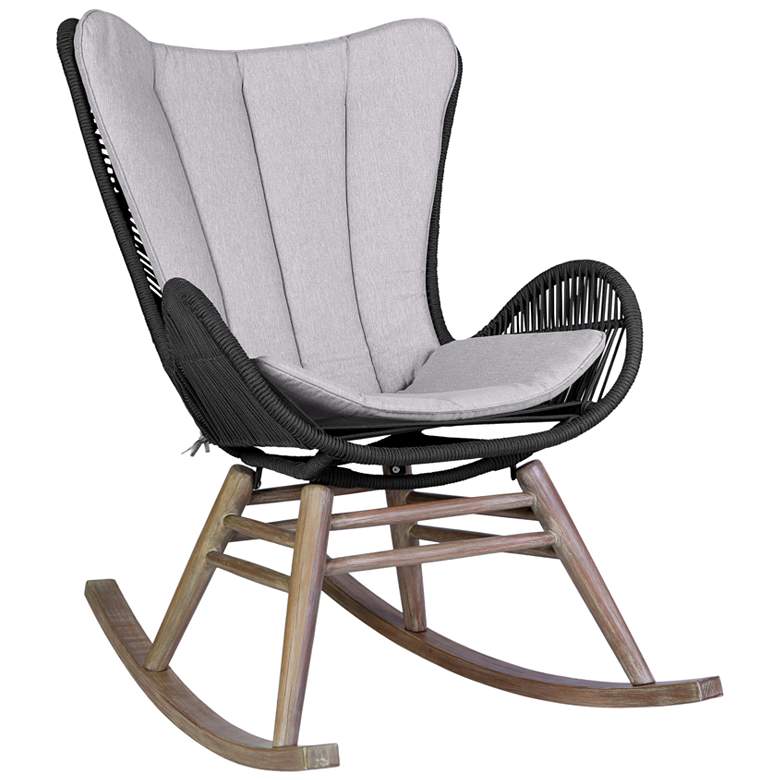 Image 1 Fanny Outdoor Patio Rocking Chair in Light Eucalyptus Wood and Rope