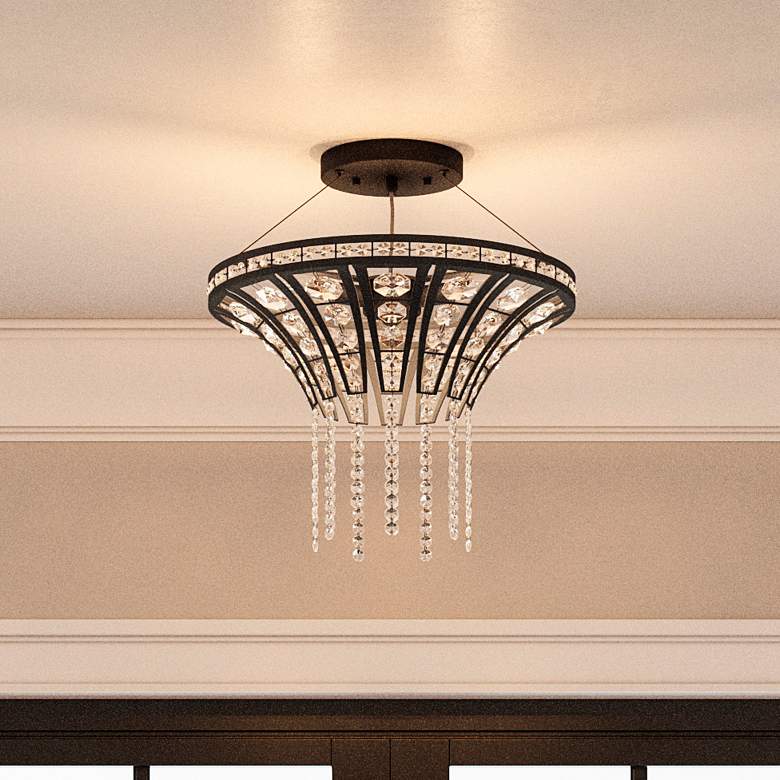 Image 2 Fantania 18" Wide Matte Black Crystal 4-Light Chandelier