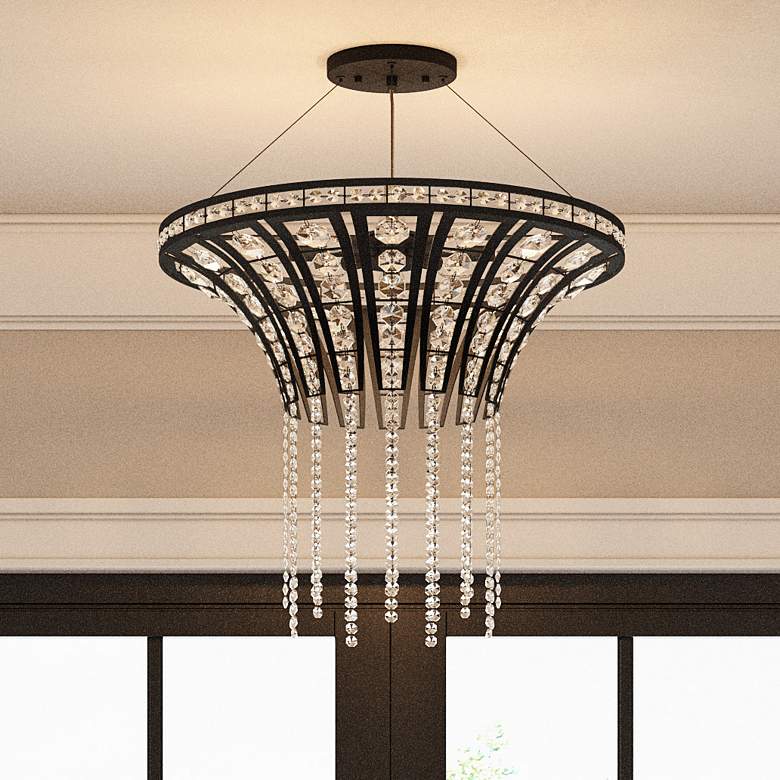 Image 2 Fantania 24" Wide Matte Black Crystal 6-Light Chandelier