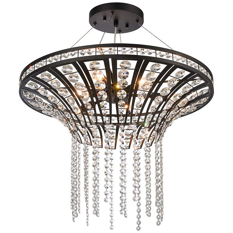 Image 7 Fantania 24" Wide Matte Black Crystal 6-Light Chandelier more views