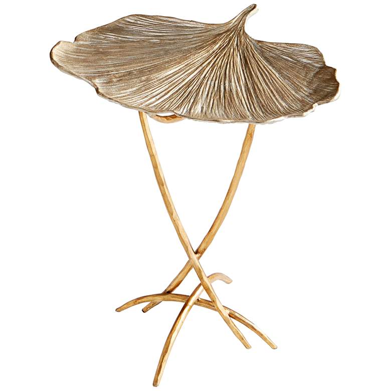 Image 1 Fantasia 22 1/4 inch Wide Silver and Gold Leaf Metal Frond Table