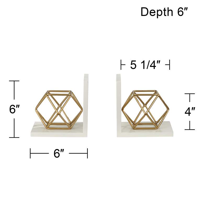 Image 6 Fantasma White Wood Glossy Golden Bookends Set more views