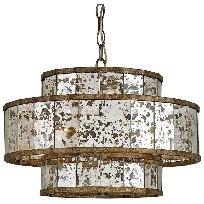 Image 1 Fantine 18"W Pyrite Bronze and Antique Glass Drum Chandelier