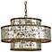 Fantine 18"W Pyrite Bronze and Antique Glass Drum Chandelier