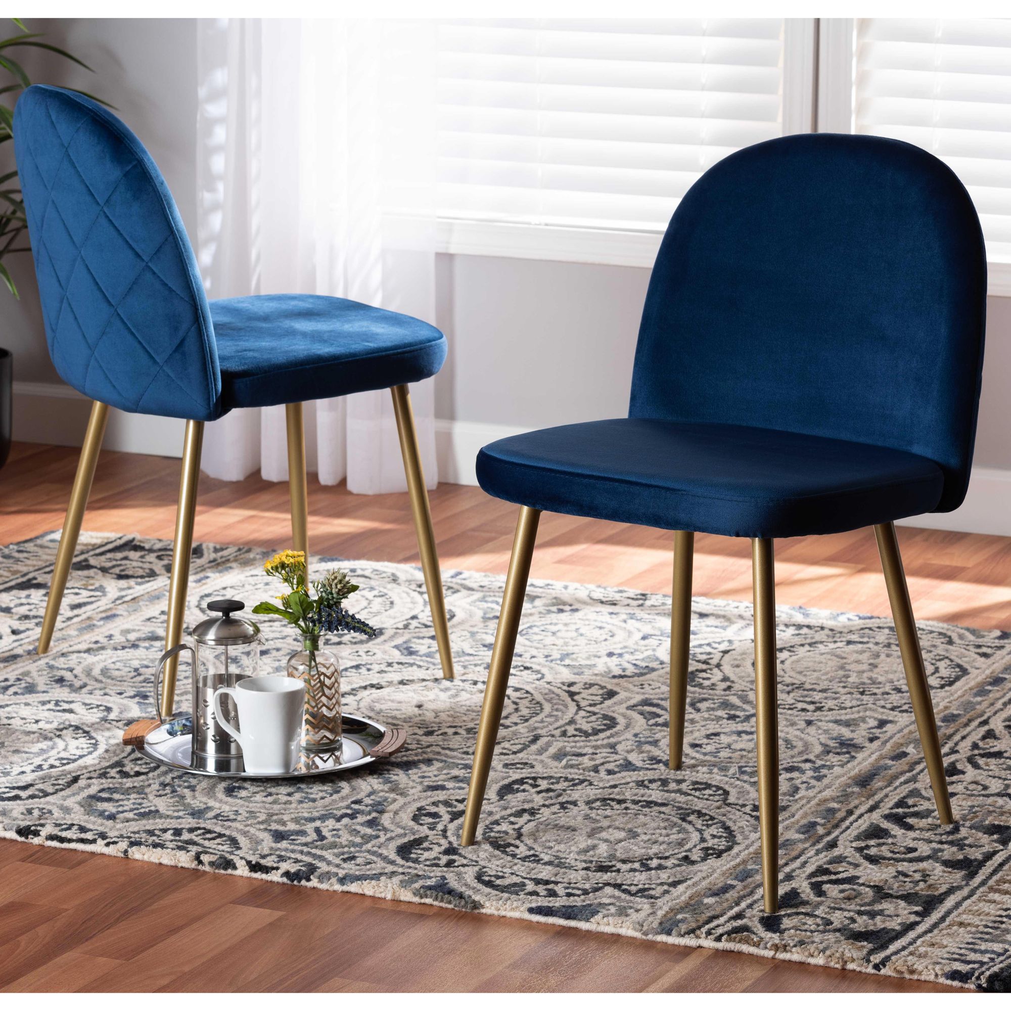 Navy blue dining discount chairs set of 2