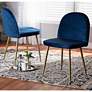 Fantine Navy Blue Velvet Dining Chairs Set of 2