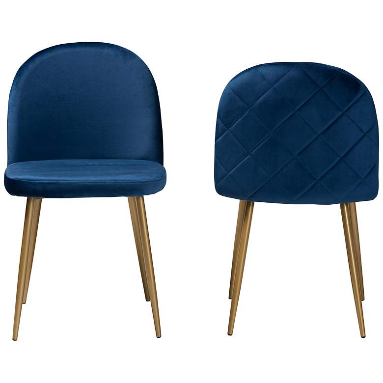 Image 5 Fantine Navy Blue Velvet Dining Chairs Set of 2 more views