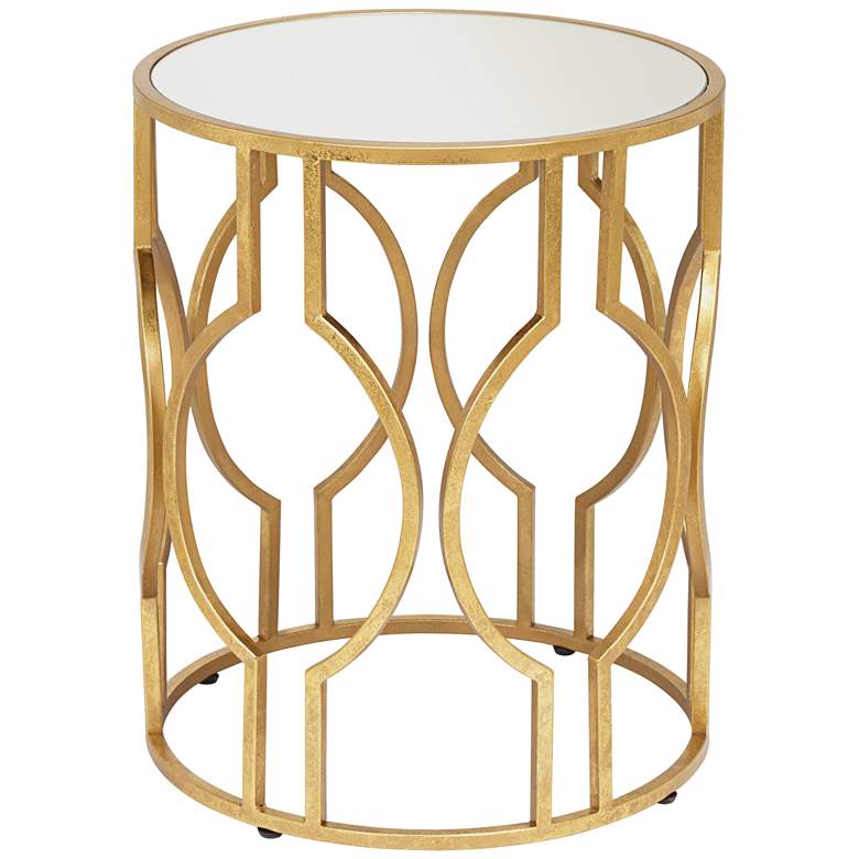 Fara 20 inch Wide Gold and Mirrored Top Round End Table