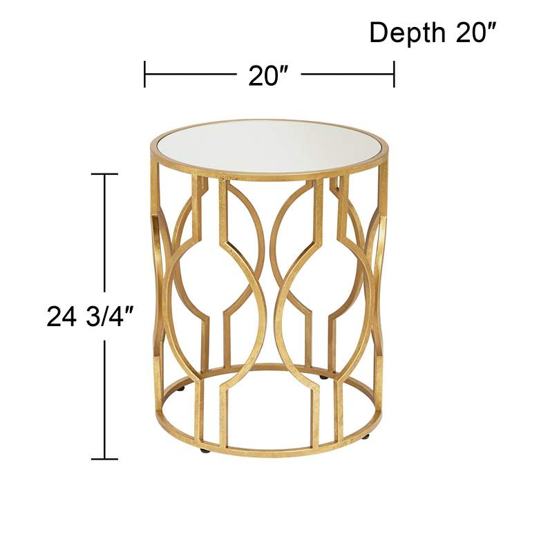Fara 20 inch Wide Gold and Mirrored Top Round End Table more views