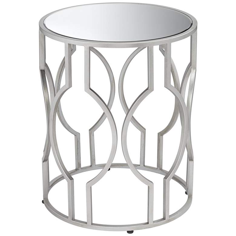 Image 2 Fara 20 inch Wide Silver and Mirrored Top Round End Table