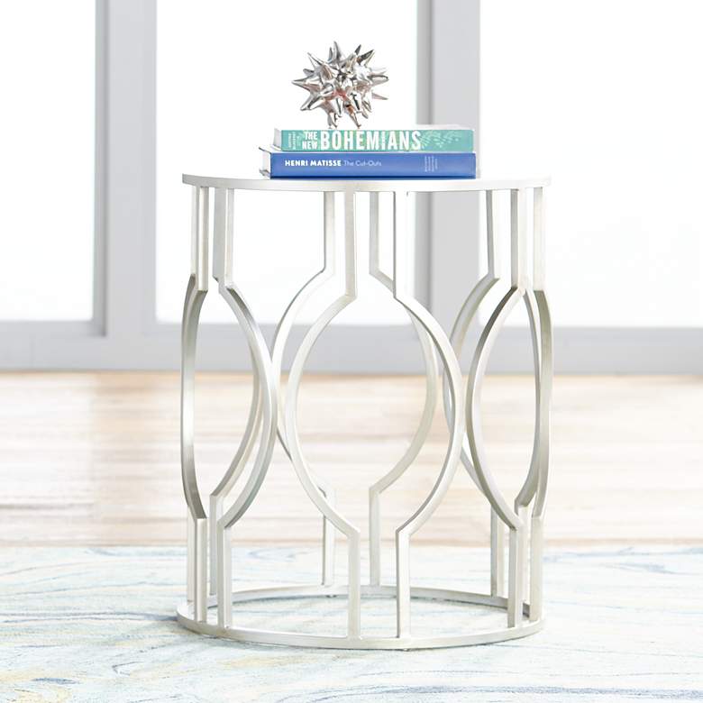 Image 1 Fara 20 inch Wide Silver and Mirrored Top Round End Table
