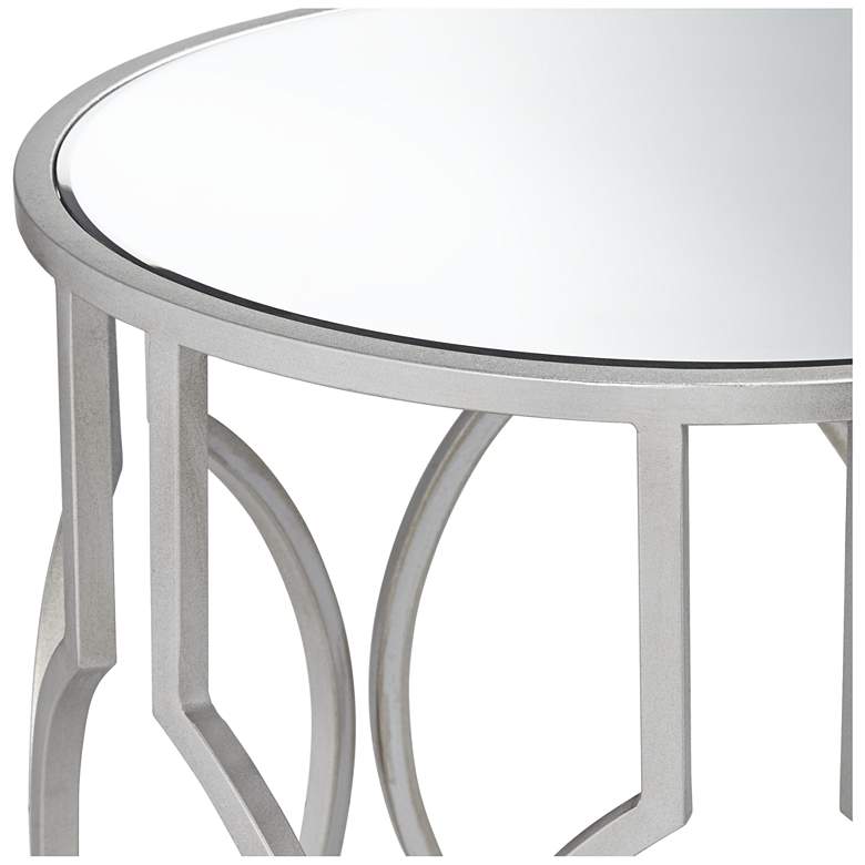 Image 3 Fara 20 inch Wide Silver and Mirrored Top Round End Table more views
