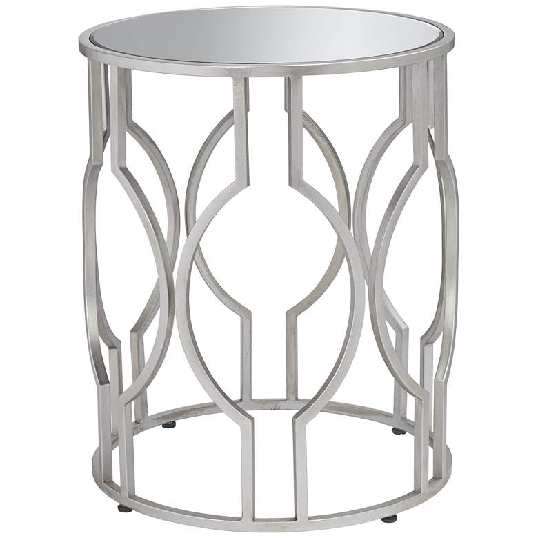 Image 5 Fara 20 inch Wide Silver and Mirrored Top Round End Table more views
