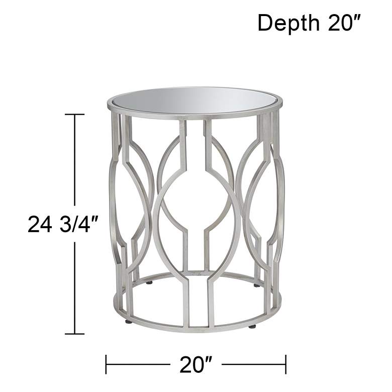 Image 6 Fara 20" Wide Silver and Mirrored Top Round End Table more views