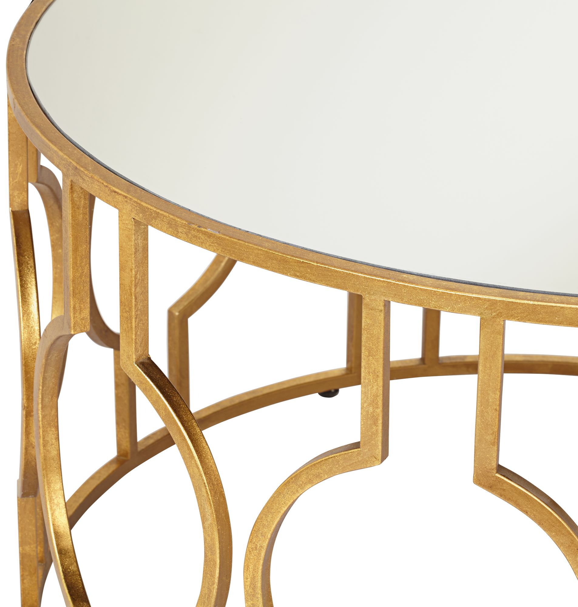 Fara 35 1/2" Wide Gold Leaf Round Coffee Table 8W857 Lamps Plus