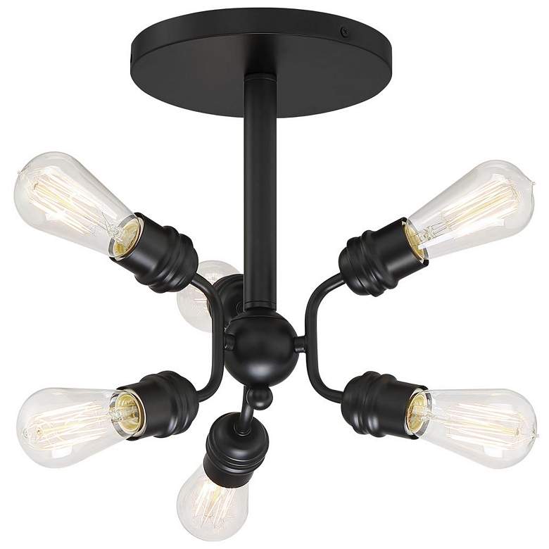 Image 1 Faraday; 6 Light; Semi-Flush Fixture; Black Finish