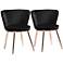 Farah Black Velvet Fabric Dining Chairs Set of 2
