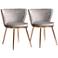 Farah Gray Velvet Fabric Dining Chairs Set of 2