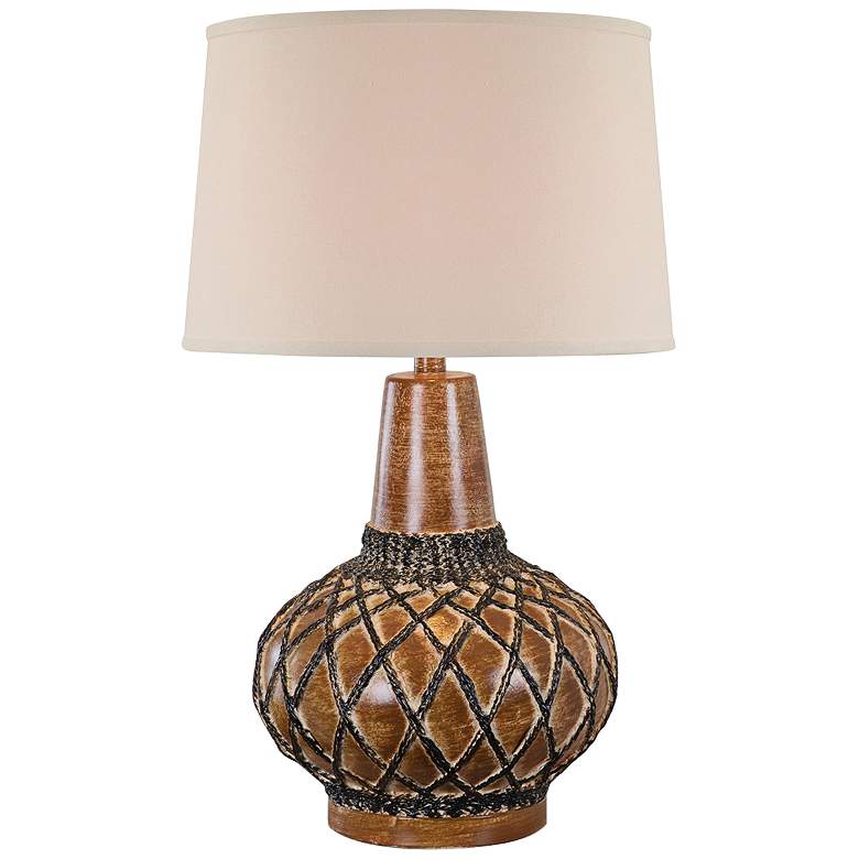 Image 1 Farallon Marble Brown Hydrocal Netted Table Lamp